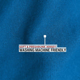 A close up of the azure 100% organic cotton fabric.