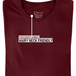A folded cabernet medium tall t-shirt showing the tagless label.