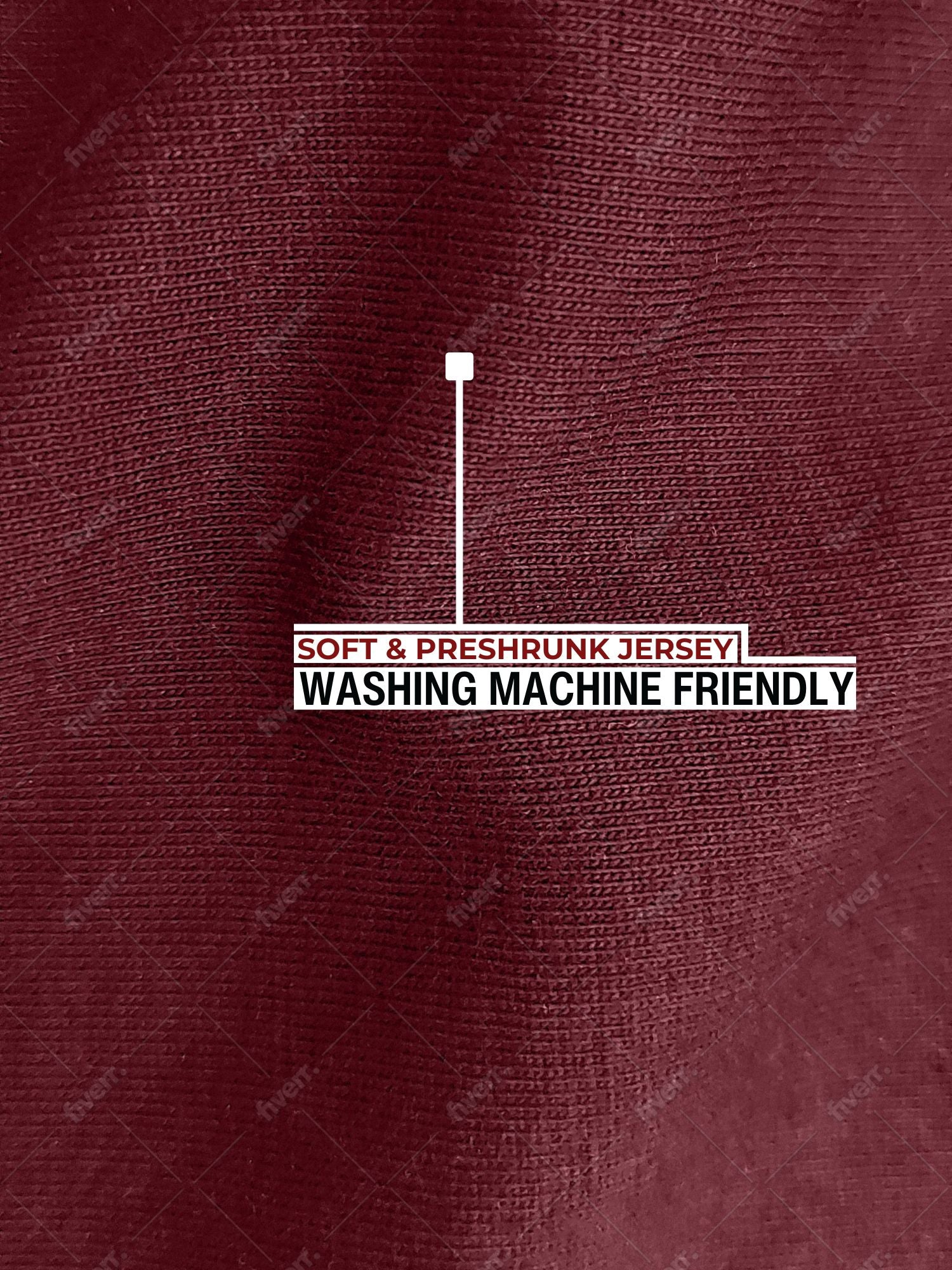 A close up of the soft and stretchy fabric that is preshrunk and washing machine friendly.