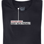 A folded charcoal medium tall t-shirt showing the tagless label.