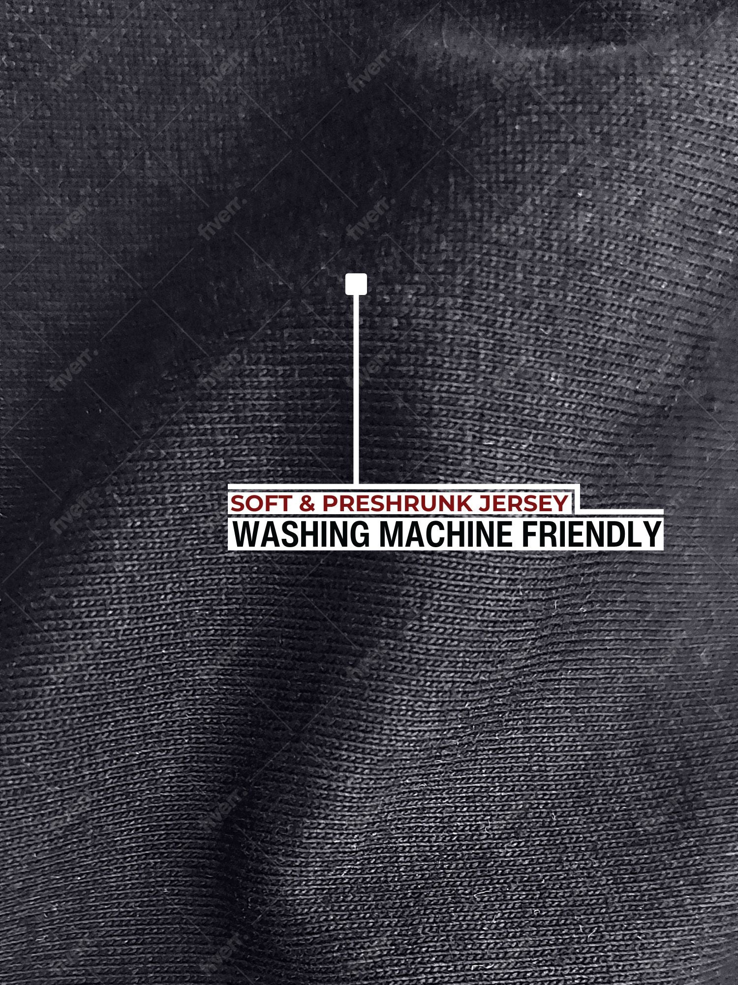 A close up of the soft and stretchy fabric that is preshrunk and washing machine friendly.