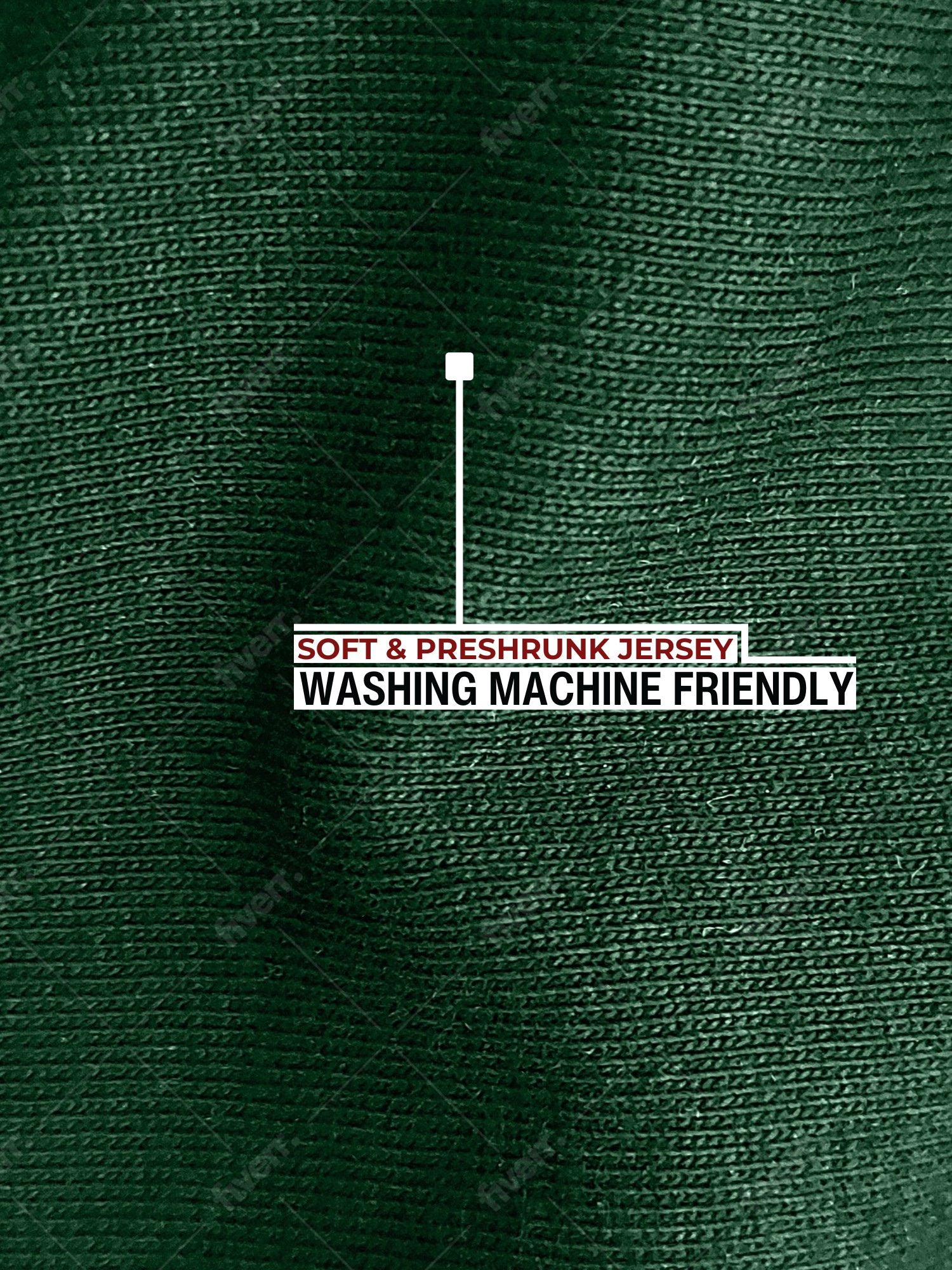 A close up of the soft and stretchy fabric that is preshrunk and washing machine friendly.