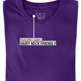 A folded royal purple XL tall t-shirt showing the tagless label.