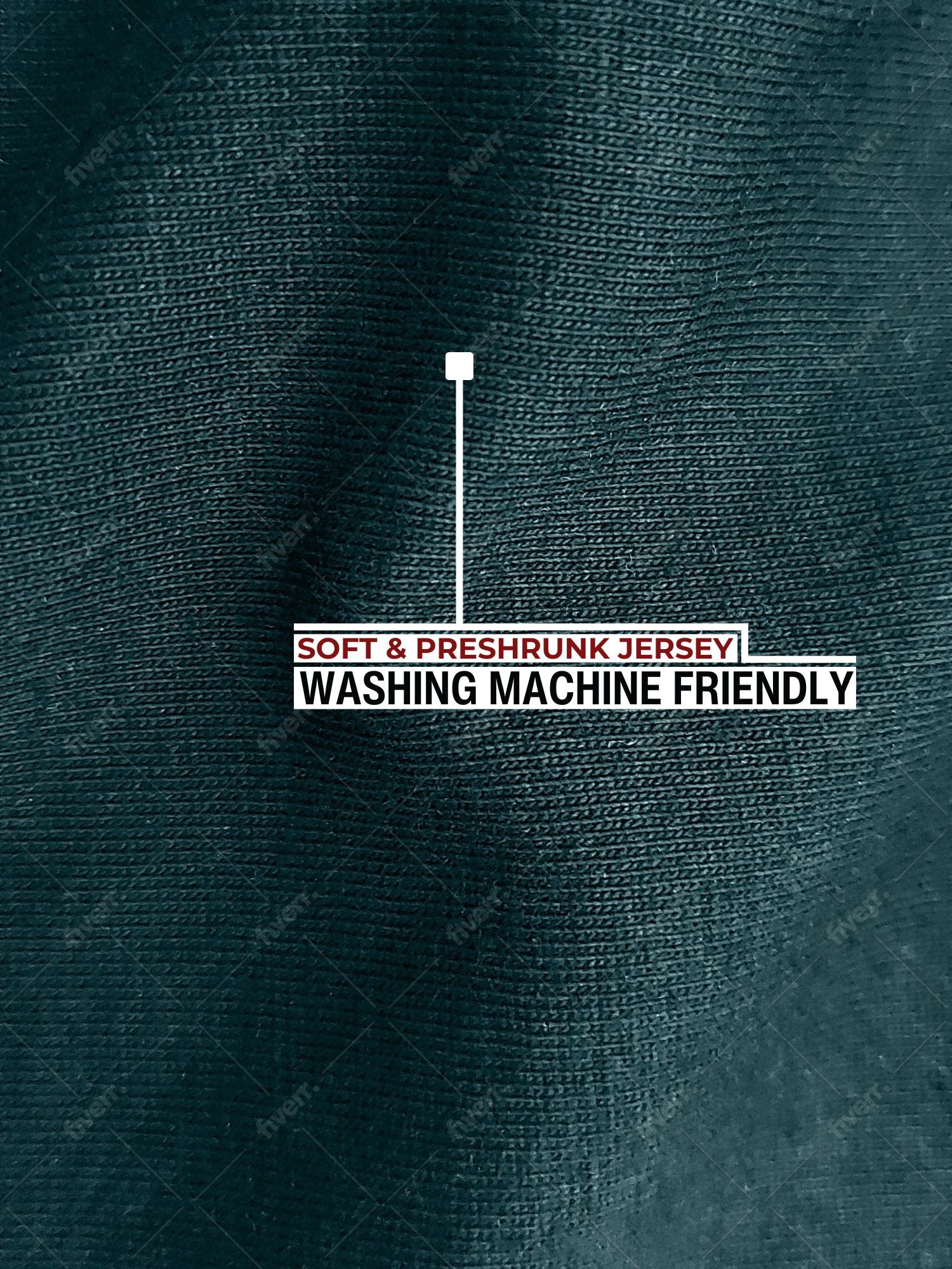A close up of the soft and stretchy fabric that is preshrunk and washing machine friendly.