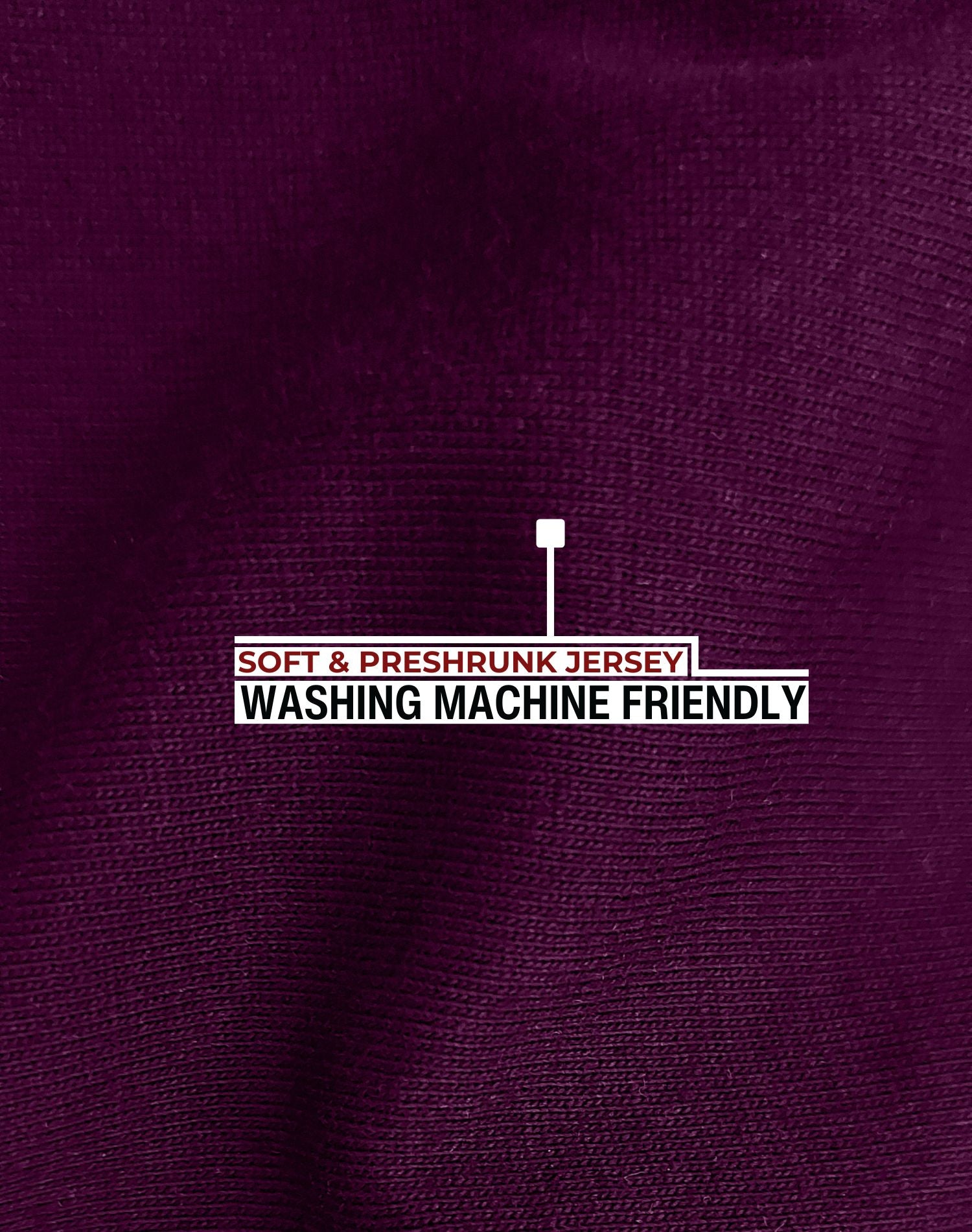 A close up of the dark purple 100% organic cotton fabric.