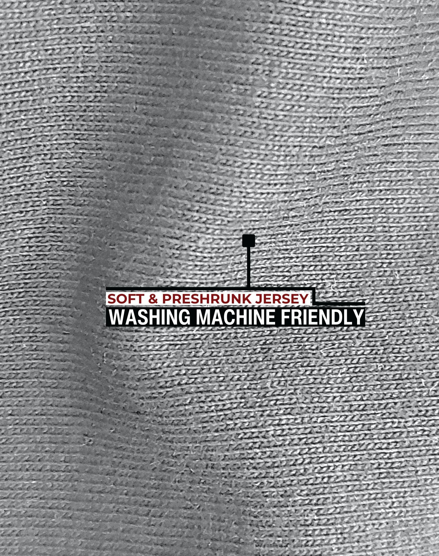 A close up of the light grey 100% organic cotton fabric.