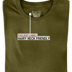 A folded olive XL tall t-shirt showing the tagless label.