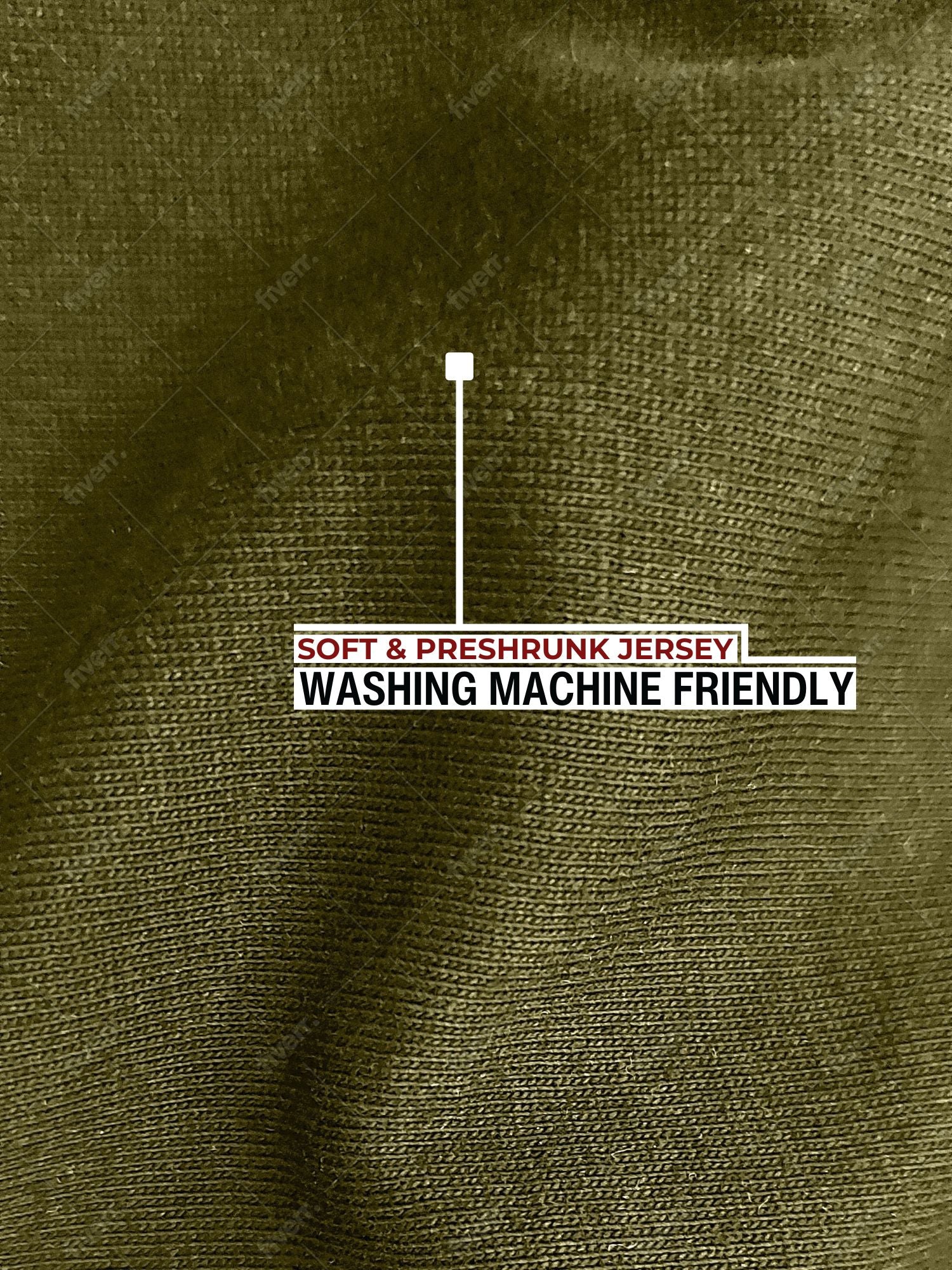 A close up of the soft and stretchy fabric that is preshrunk and washing machine friendly.