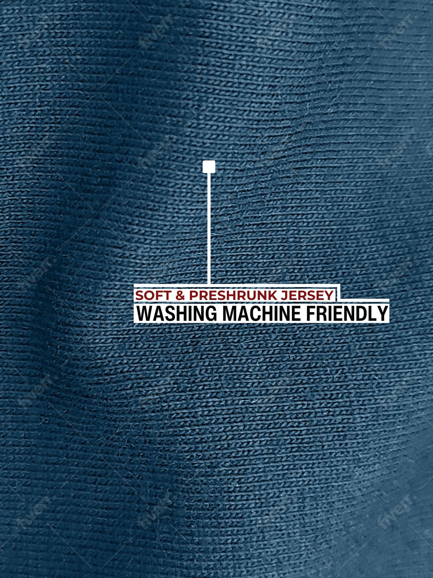 A close up of the soft and stretchy fabric that is preshrunk and washing machine friendly.