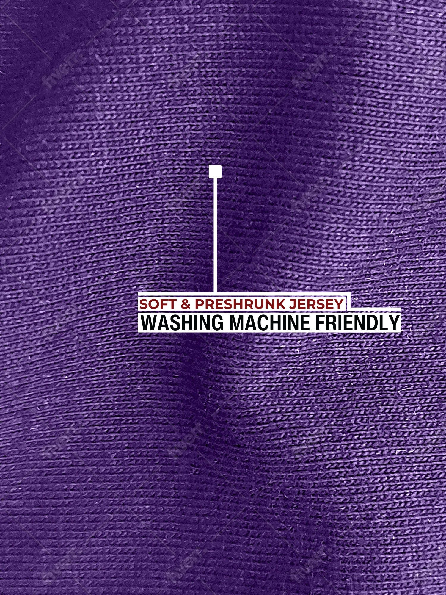 A close up of the soft and stretchy fabric that is preshrunk and washing machine friendly.