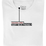 A folded white XL tall t-shirt showing the tagless label.