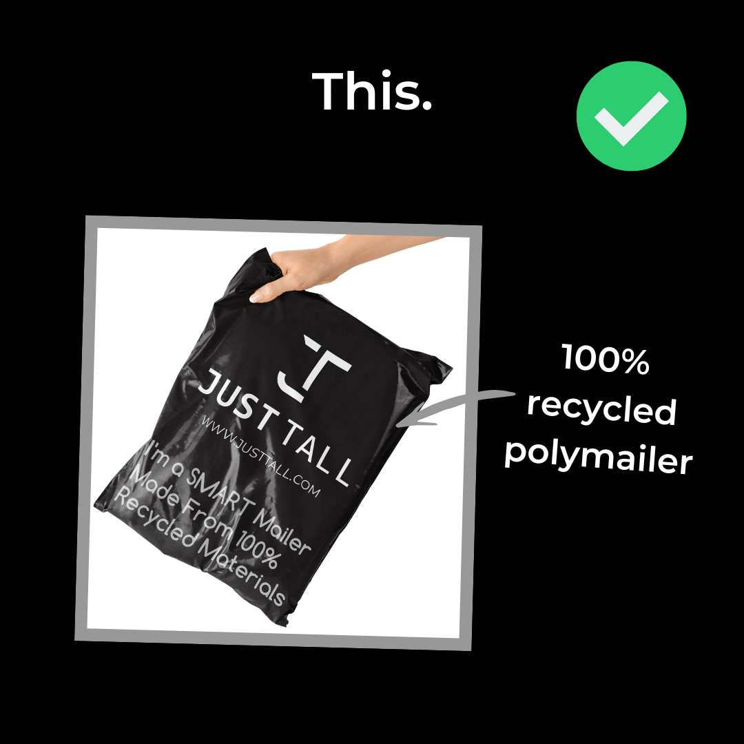 Our external poly mailers are 100% recycled plastic.