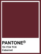 Pantone color swatch with the color name 'Cabernet' on a white background