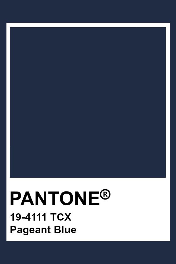 Pantone color swatch for Pageant Blue with a white border on a navy background