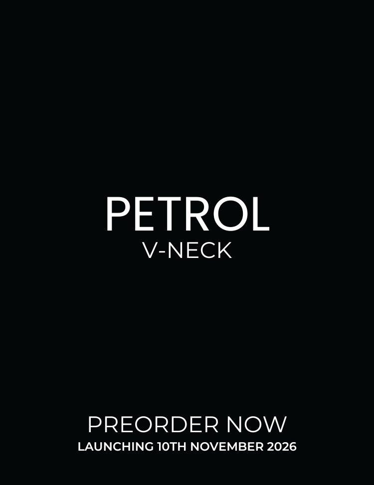 Black promotional graphic with white text reading 'PETROL V-NECK' and 'COMING SOON NOVEMBER 10TH 2026'.
