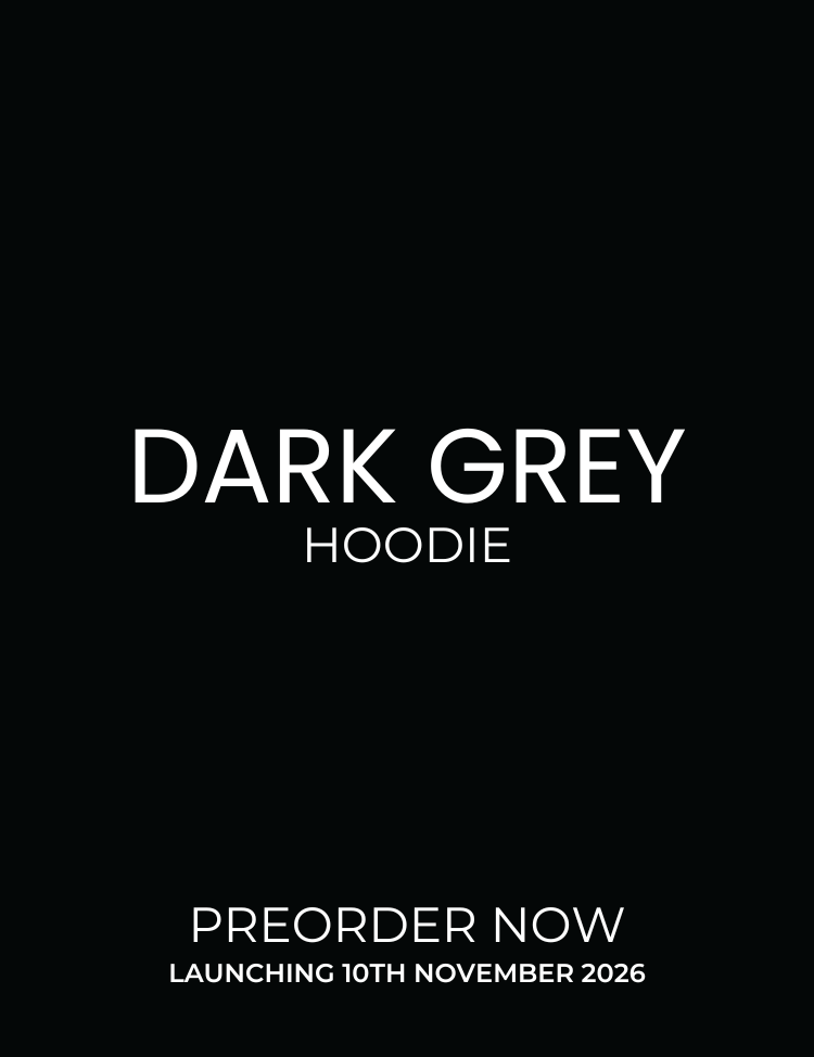 A black promotional graphic with white text reading 'DARK GREY HOODIE' and 'COMING SOON NOVEMBER 10TH 2026'.