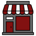 An icon of a small retail shop to show that Just Tall is a small business.