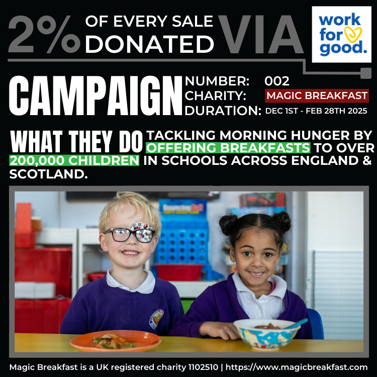 Just Tall is supporting Magic Breakfast, a UK registered charity, by donating 2% of sales from December 1st 2024 - Feb 28th 2025. Magic Breakfast is tackling morning by offering breakfasts to over 200,000 children in schools across England and Scotland.