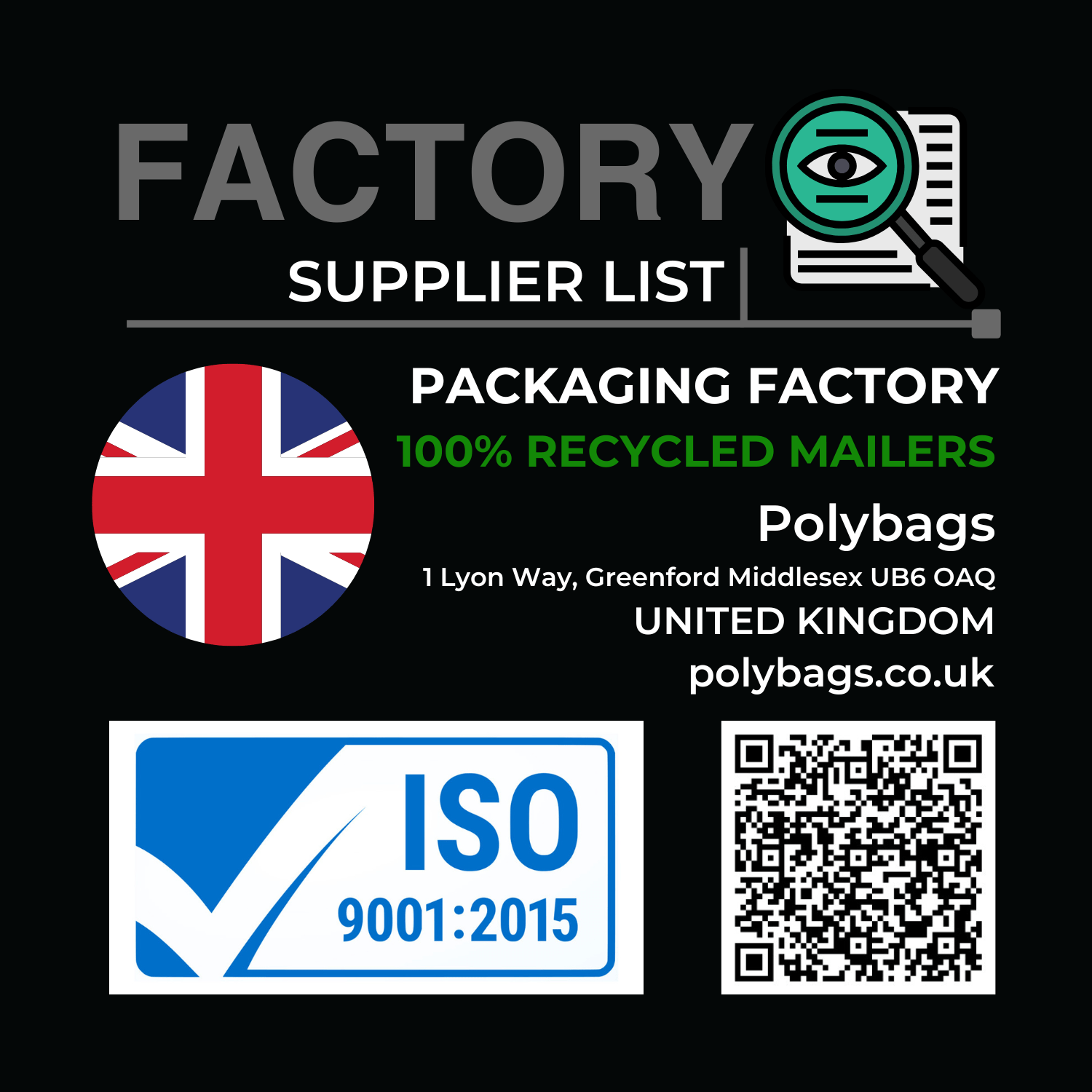 An infographic detailing our polybags supplier, Polybags Ltd. They are ISO 9001:2015 certified. It is a standard that helps companies keep their quality in check, making sure they meet customer needs and keep getting better. It’s all about good leadership, handling risks, and improving things over time to keep customers happy.