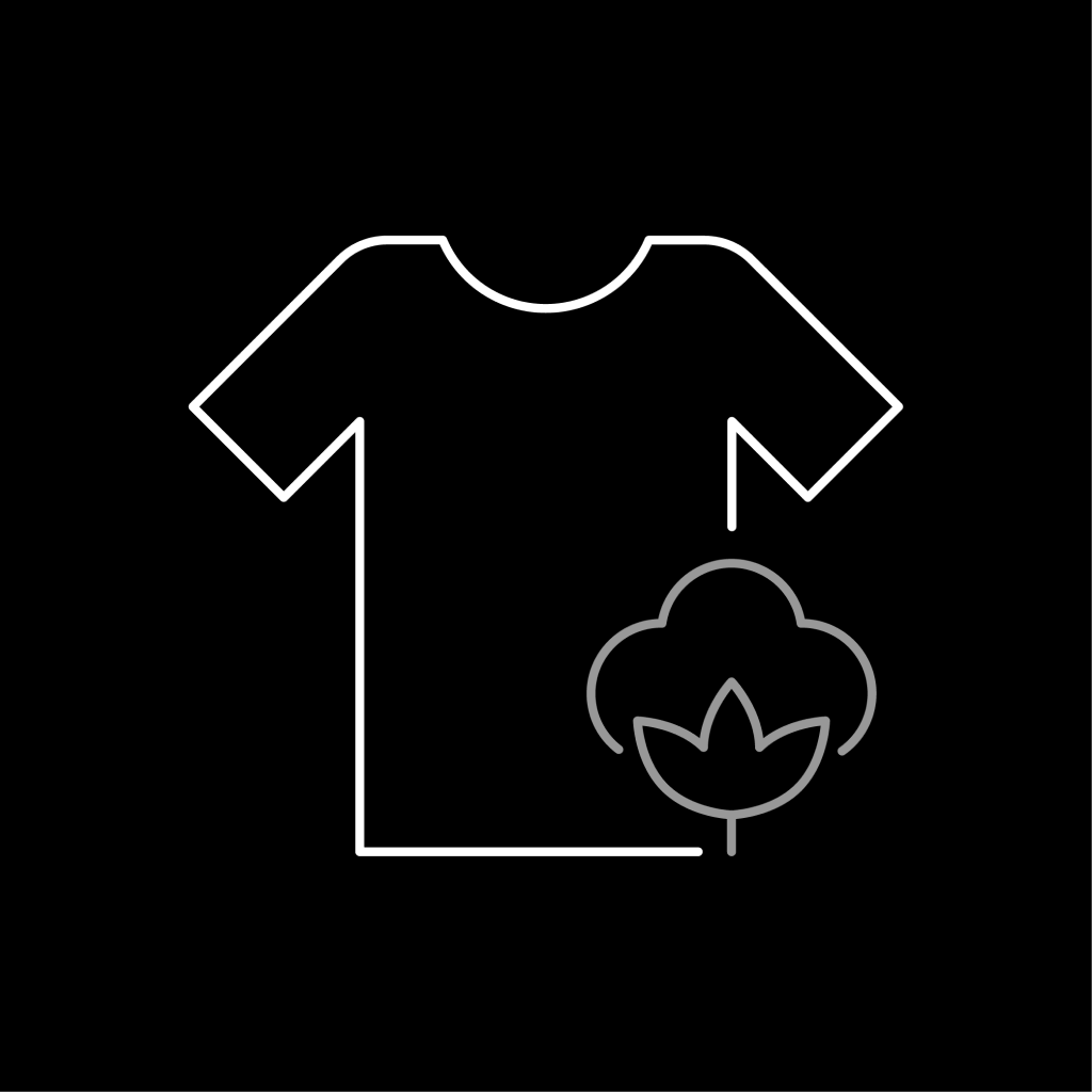 An icon of a t-shirt with a plant depicting that our tall slim t-shirts are sustainable.