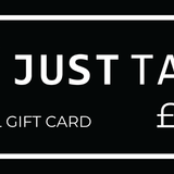A black digital gift card with a white border and white text reading JUST TALL, DIGITAL GIFT CARD, and £100.