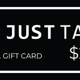 A black digital gift card with a white border and white text reading JUST TALL, DIGITAL GIFT CARD, and $200.