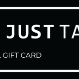 A black digital gift card with a white border, featuring the text 'JUST TALL' and 'DIGITAL GIFT CARD' in white, alongside '£50'.