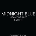 Heavyweight midnight blue t-shirts launching Feb 23rd 2026