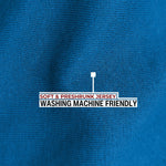 A close up of the azure 100% organic cotton fabric.