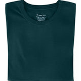 A close-up of a dark teal tall t-shirt.