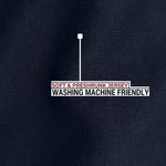 Close-up of the black heavyweight jersey fabric that is soft, pre-shrunk and washing machine friendly.