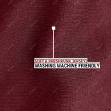 A close up of the maroon coloured jersey cotton fabric.