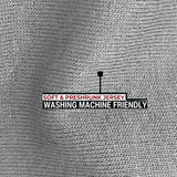 A close up of the light grey 100% organic cotton fabric.