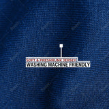A close up of the navy 100% organic cotton fabric.