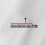 A close up of the white 100% organic cotton fabric.
