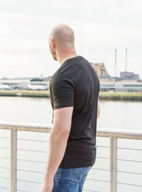 Thumbnail for A tall skinny guy wearing a tall slim black t-shirt