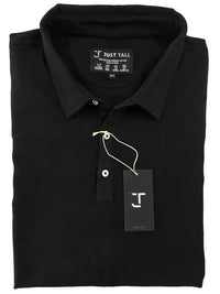 Thumbnail for A close up of a black tall pique polo shirt.