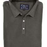 A close up of a grey tall polo shirt.